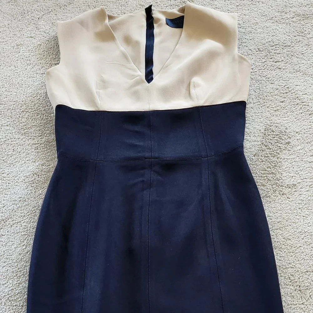 LANVIN 2 TONE VISCOSE TAILORED DRESS SZ 36 MADE IN FRANCE - Picture 5 of 8